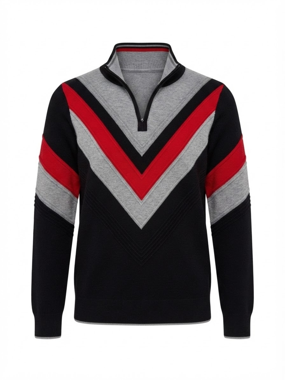 Krimson Klover Women's Quarter-Zip Sweater - Black, Gray & Red